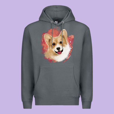 Corgi Peach Watercolor Background Premium Hoodie Designed By Jasminsmagicworld
