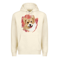Sandshell corgi peach watercolor background Premium Hoodie - Jasminsmagicworld