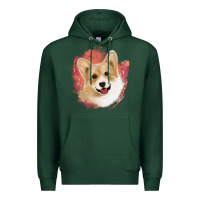 Sports Green corgi peach watercolor background Premium Hoodie - Jasminsmagicworld