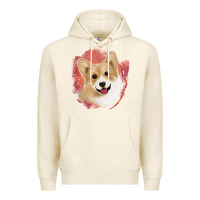 Tofu corgi peach watercolor background Premium Hoodie - Jasminsmagicworld