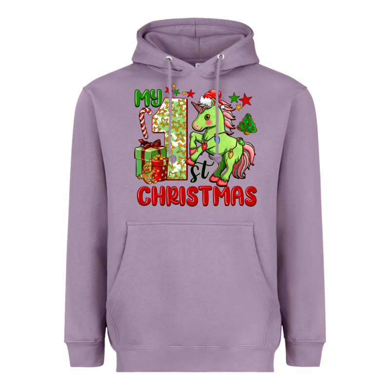 My First Christmas Unicorn Heavyweight Hoodie by FaDigitalArtStudio | Teevron