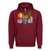 Burgundy hello summer with sun Zipper Hoodie - texasbilliewilder