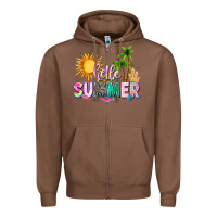 Chestnut hello summer with sun Zipper Hoodie - texasbilliewilder