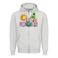 Dove Grey hello summer with sun Zipper Hoodie - texasbilliewilder