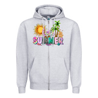 Heather Grey hello summer with sun Zipper Hoodie - texasbilliewilder