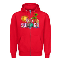 Red hello summer with sun Zipper Hoodie - texasbilliewilder