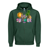 Sports Green hello summer with sun Zipper Hoodie - texasbilliewilder