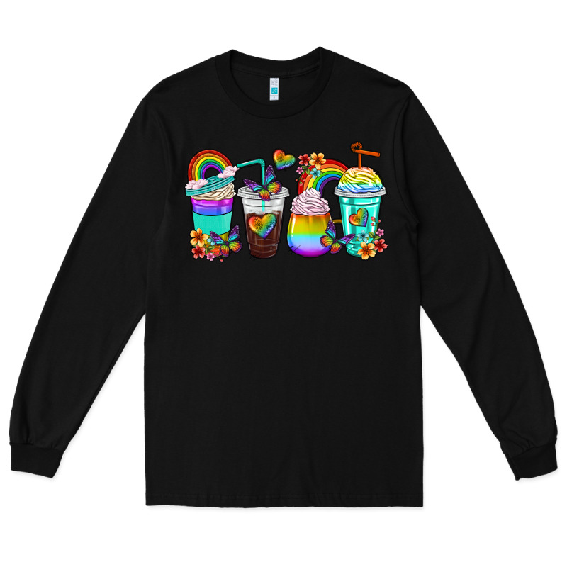 Rainbow Coffee Cups Long Sleeve Tee by texasbilliewilder | Teevron