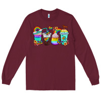 Burgundy rainbow coffee cups Long Sleeve Tee - texasbilliewilder