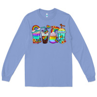 Colony Blue rainbow coffee cups Long Sleeve Tee - texasbilliewilder