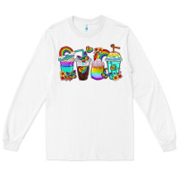 White rainbow coffee cups Long Sleeve Tee - texasbilliewilder