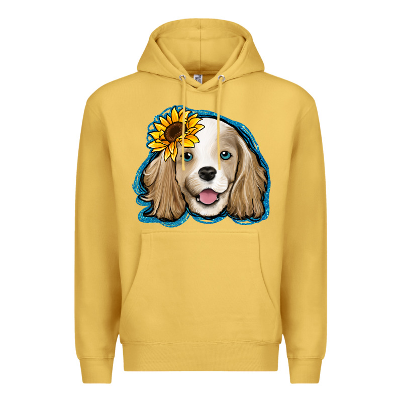 Cocker Spaniel Sunflower Premium Hoodie by Jasminsmagicworld | Teevron