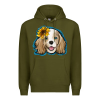 Army Green cocker spaniel sunflower Premium Hoodie - Jasminsmagicworld