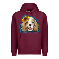 Burgundy cocker spaniel sunflower Premium Hoodie - Jasminsmagicworld