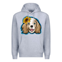 Heather Grey cocker spaniel sunflower Premium Hoodie - Jasminsmagicworld