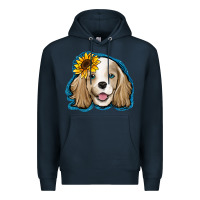 Navy cocker spaniel sunflower Premium Hoodie - Jasminsmagicworld