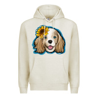 Oatmeal Heather cocker spaniel sunflower Premium Hoodie - Jasminsmagicworld