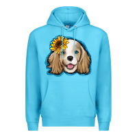Ocean Blue cocker spaniel sunflower Premium Hoodie - Jasminsmagicworld