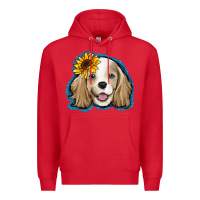 Red cocker spaniel sunflower Premium Hoodie - Jasminsmagicworld