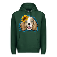 Sports Green cocker spaniel sunflower Premium Hoodie - Jasminsmagicworld