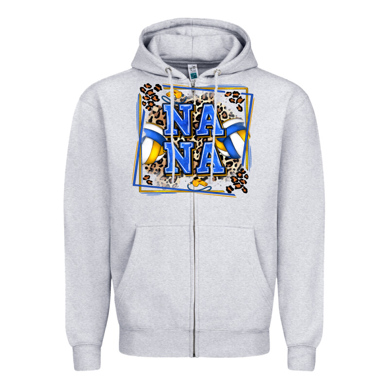 Volleyball Nana With Leopard Zipper Hoodie by Zillion Design Studio | Teevron
