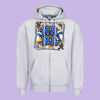 Volleyball Nana With Leopard Zipper Hoodie Designed By Zillion Design Studio