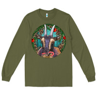 Army Green Dark Goat Christmas Long Sleeve Tee - RanaPortraitStore