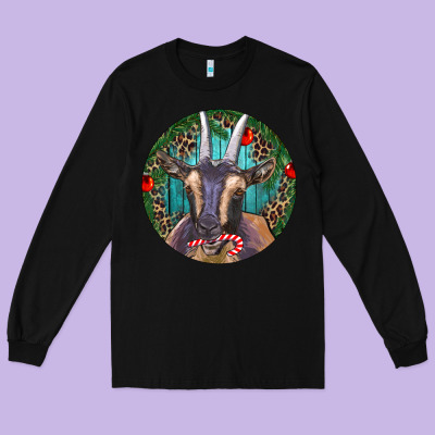 Dark Goat Christmas Long Sleeve Tee Designed By Ranaportraitstore