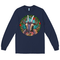 Navy Dark Goat Christmas Long Sleeve Tee - RanaPortraitStore