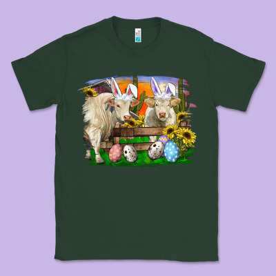 Classic Tee easter farm cows bunny ears and eggs