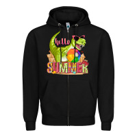 Black hello summer rex Zipper Hoodie - texasbilliewilder