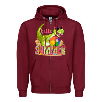 Burgundy hello summer rex Zipper Hoodie - texasbilliewilder