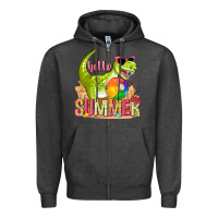 Charcoal Heather hello summer rex Zipper Hoodie - texasbilliewilder