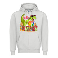 Dove Grey hello summer rex Zipper Hoodie - texasbilliewilder