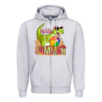 Heather Grey hello summer rex Zipper Hoodie - texasbilliewilder