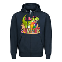 Navy hello summer rex Zipper Hoodie - texasbilliewilder