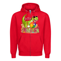 Red hello summer rex Zipper Hoodie - texasbilliewilder