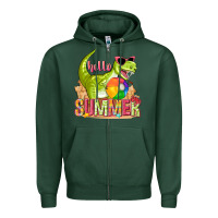 Sports Green hello summer rex Zipper Hoodie - texasbilliewilder