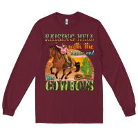 Burgundy raising hell with the hippies and the cowboys Long Sleeve Tee - texasbilliewilder