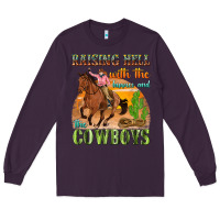 Plum raising hell with the hippies and the cowboys Long Sleeve Tee - texasbilliewilder