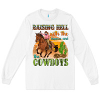 White raising hell with the hippies and the cowboys Long Sleeve Tee - texasbilliewilder