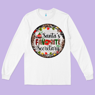 Christmas Santas Favorite Secretary    Light Long Sleeve Tee Designed By Adodesignshop