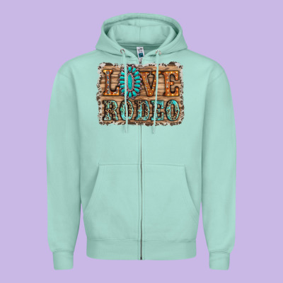 Love Rodeo Gemstone Zipper Hoodie Designed By Ranaportraitstore
