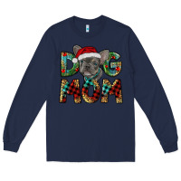Navy Christmas French Bulldog Mom Long Sleeve Tee - RanaPortraitStore