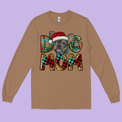 Christmas French Bulldog Mom Long Sleeve Tee Designed By Ranaportraitstore