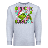 Heather Grey christmas characters and bougie Premium Sweatshirt - AdoDesignShop