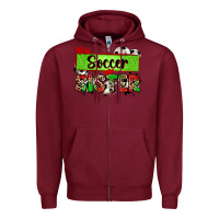 Burgundy soccer sister with leopard Zipper Hoodie - Zillion Design Studio