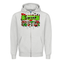 Dove Grey soccer sister with leopard Zipper Hoodie - Zillion Design Studio