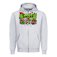 Heather Grey soccer sister with leopard Zipper Hoodie - Zillion Design Studio