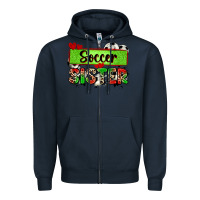 Navy soccer sister with leopard Zipper Hoodie - Zillion Design Studio